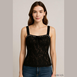Elegant Black Lace Women's Top